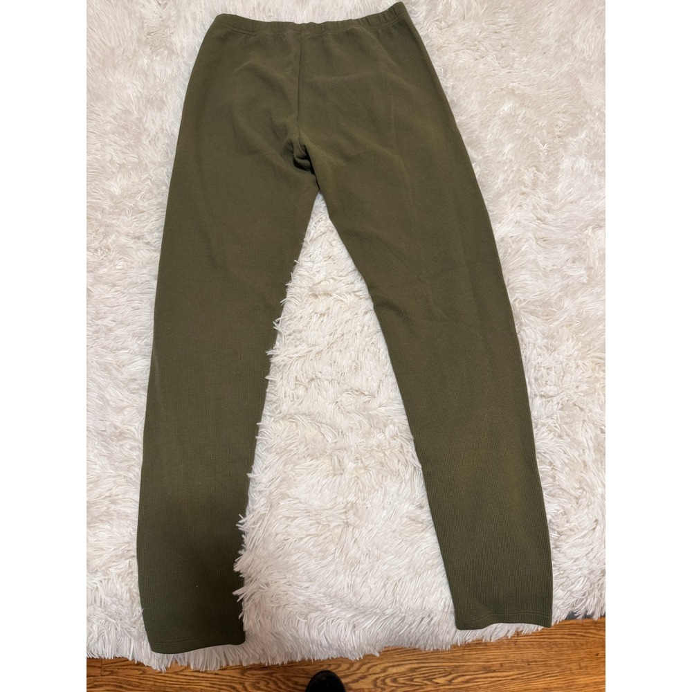 Uniqlo Waffle Knit Leggings Olive Green Thermal Pants 271-419402 Womens Medium